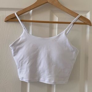 White cropped exercise tank with built in bra